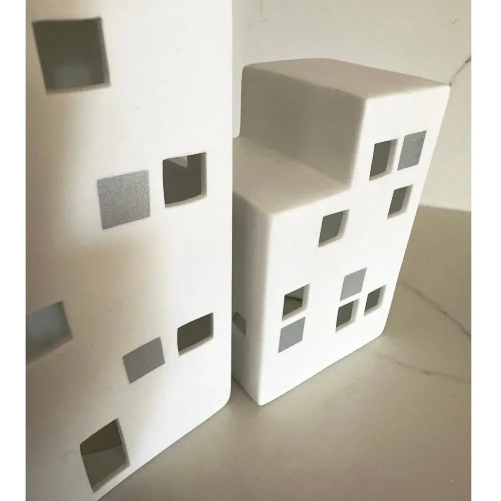 Unique Ceramic Tea Lighthouses Set of 2, Inspired by Kahler Urbania